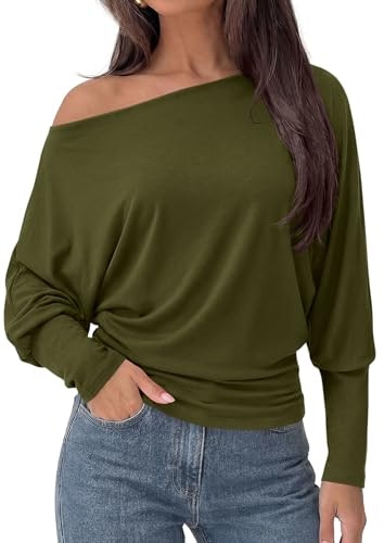 Prettygarden Women's Off-Shoulder Batwing Long Sleeve Top: $16.99 Prettygarden Women's Off-Shoulder Batwing Long Sleeve Top: $16.99