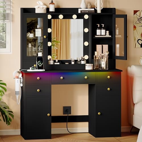 Xixini 44-Inch Vanity Desk with Mirror and Lights: $186.99 Xixini 44-Inch Vanity Desk with Mirror and Lights: $186.99