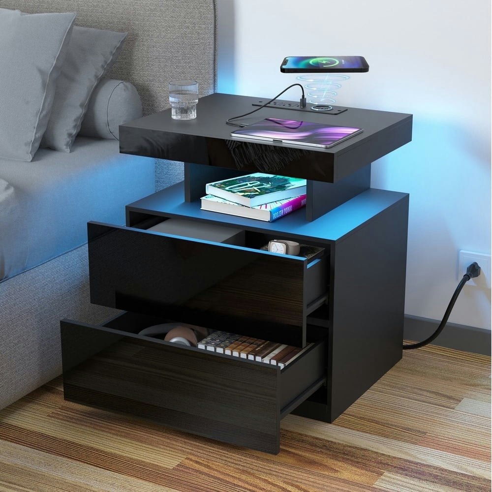 Hommpa 2-Drawer LED Nightstand with Wireless Charging Station: $89.84 Hommpa 2-Drawer LED Nightstand with Wireless Charging Station: $89.84