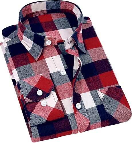 Cromoncent Men's Plaid Flannel Long Sleeve Button Down Shirt: $16.98 Cromoncent Men's Plaid Flannel Long Sleeve Button Down Shirt: $16.98