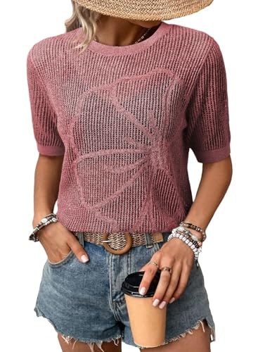 Dokotoo Women's Short Sleeve Crochet Coverup Top: $16.98 Dokotoo Women's Short Sleeve Crochet Coverup Top: $16.98