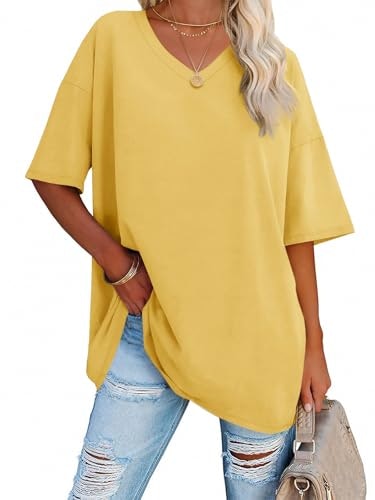Ebifin Women's V-Neck Oversized T-Shirt: $12.98 Ebifin Women's V-Neck Oversized T-Shirt: $12.98