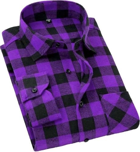 Cromoncent Men's Plaid Flannel Long Sleeve Button Down Shirt: $19.53