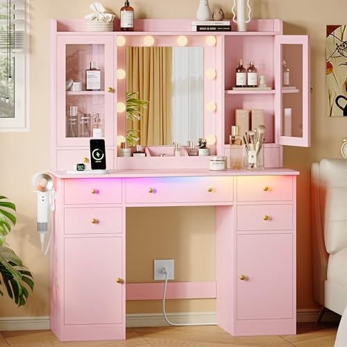 Xixini 44-Inch Vanity Desk with Mirror and Lights: $186.99 Xixini 44-Inch Vanity Desk with Mirror and Lights: $186.99
