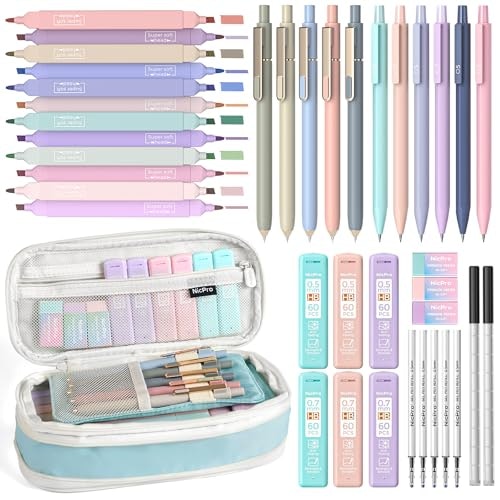 Nicpro 39-Piece School Supplies Set with Pencil Case: $15.79