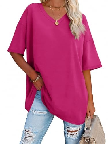 Ebifin Women's Oversized V-Neck T-Shirt: $12.08 Ebifin Women's Oversized V-Neck T-Shirt: $12.08