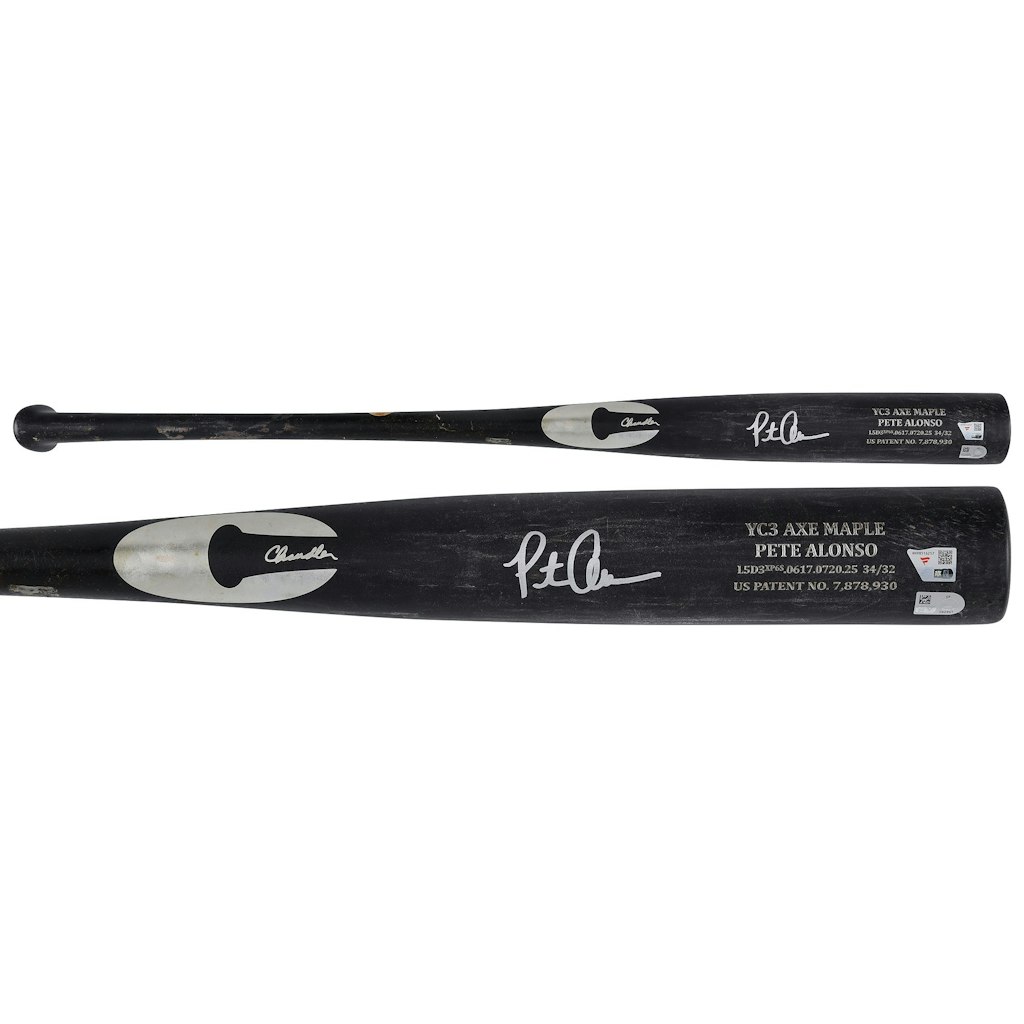 Pete Alonso Autographed Game-Used New York Mets Chandler Bat: $7,999.99 Pete Alonso Autographed Game-Used New York Mets Chandler Bat: $7,999.99