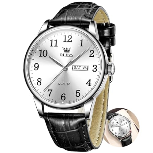 Olevs Men's Leather Analog Dress Watch: $31.82