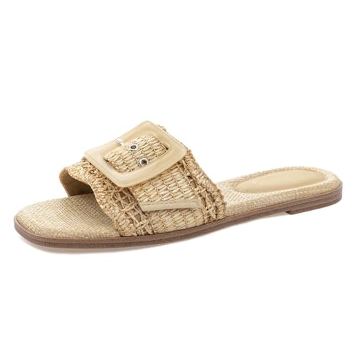 Rihero Women's Raffia Square Toe Flat Sandals: $26.98 Rihero Women's Raffia Square Toe Flat Sandals: $26.98