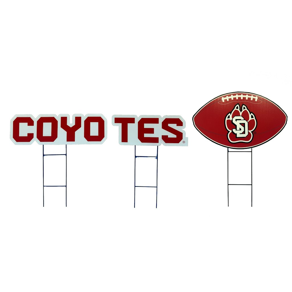 South Dakota Coyotes Football 3-Piece Yard Sign Set: $39.99 South Dakota Coyotes Football 3-Piece Yard Sign Set: $39.99