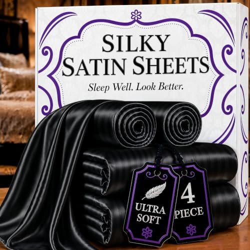 Decolure 4-Piece Satin Bed Sheet Set: $23.76