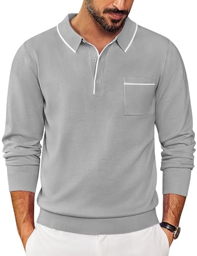 Coofandy Men's Knitted Long Sleeve Polo Shirt: $25.49 Coofandy Men's Knitted Long Sleeve Polo Shirt: $25.49