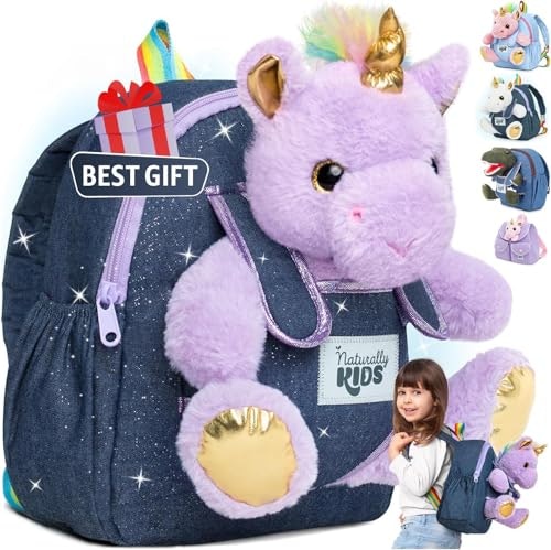 Naturally Kids Toddler Backpack with Plush Purple Unicorn Toy: $25.45