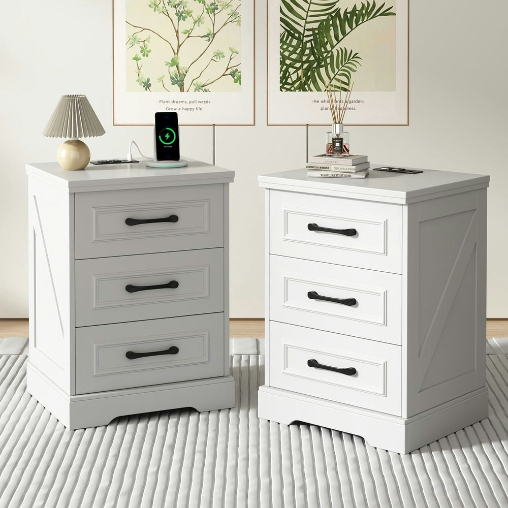 Negylim 2-Piece 3-Drawer Nightstand with Charging Station: $129.99 Negylim 2-Piece 3-Drawer Nightstand with Charging Station: $129.99