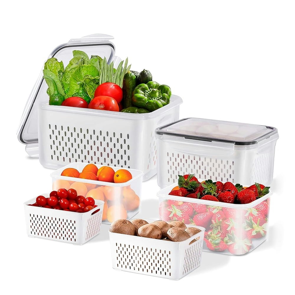 Asnews 3-Piece Fruit Storage Containers with Removable Colanders: $14.99