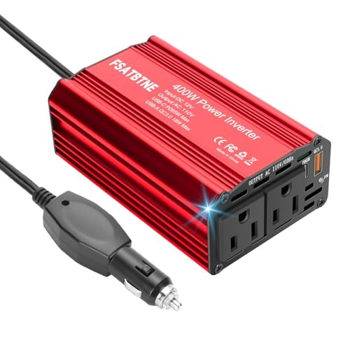 Fsatbtne 400W DC to AC Car Power Inverter: $24.99