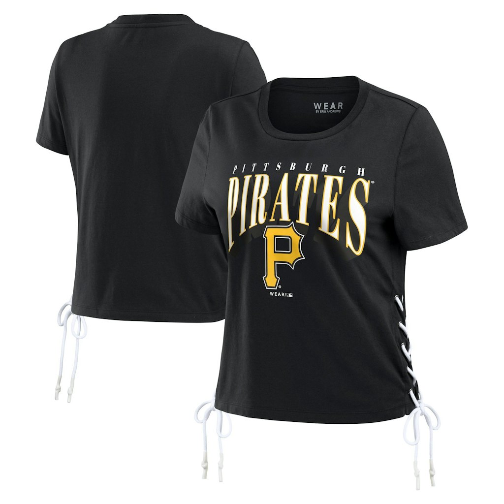 Women's Wear by Erin Andrews Pittsburgh Pirates Side Lace-Up Cropped T-Shirt: $44.99 Women's Wear by Erin Andrews Pittsburgh Pirates Side Lace-Up Cropped T-Shirt: $44.99