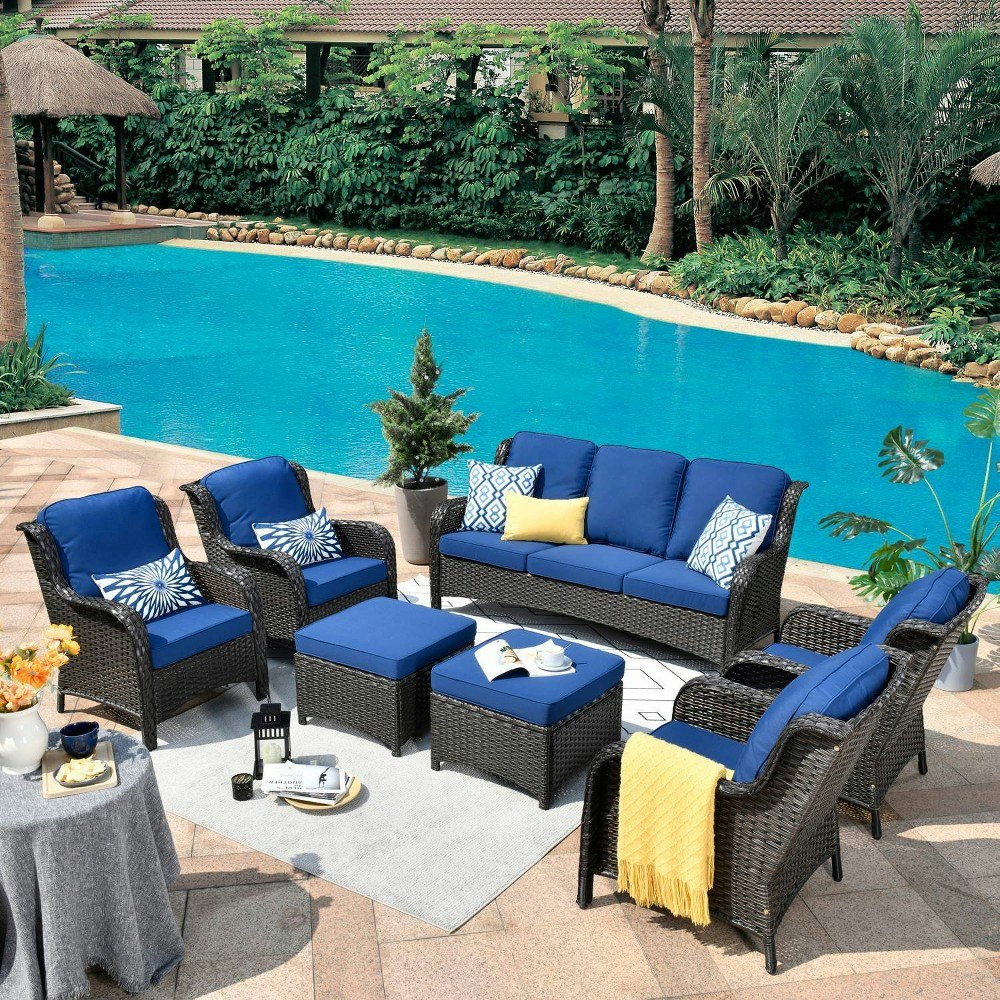Ovios Orlando 7-Piece Wicker Patio Conversation Set: $1,329.99