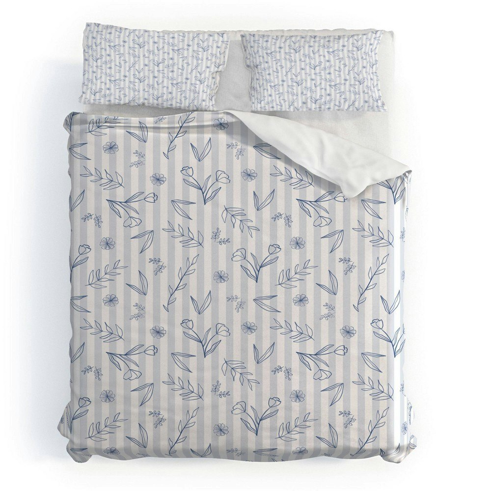 Deny Designs King Menina Lisboa Striped Floral Duvet Cover Set: $229.99 Deny Designs King Menina Lisboa Striped Floral Duvet Cover Set: $229.99