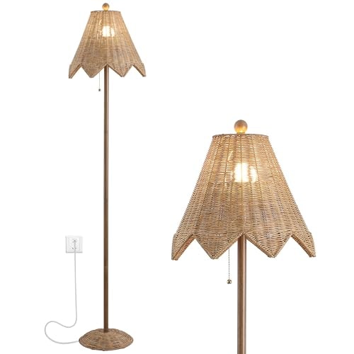 Jonathan Y Tybee 60.5-Inch Rattan Scalloped Floor Lamp: $148.76