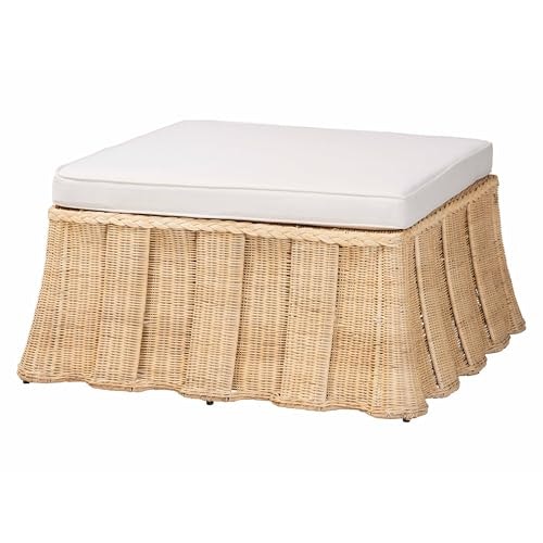 Bali & Pari Rotem Large Rattan Ottoman with Cushion: $415