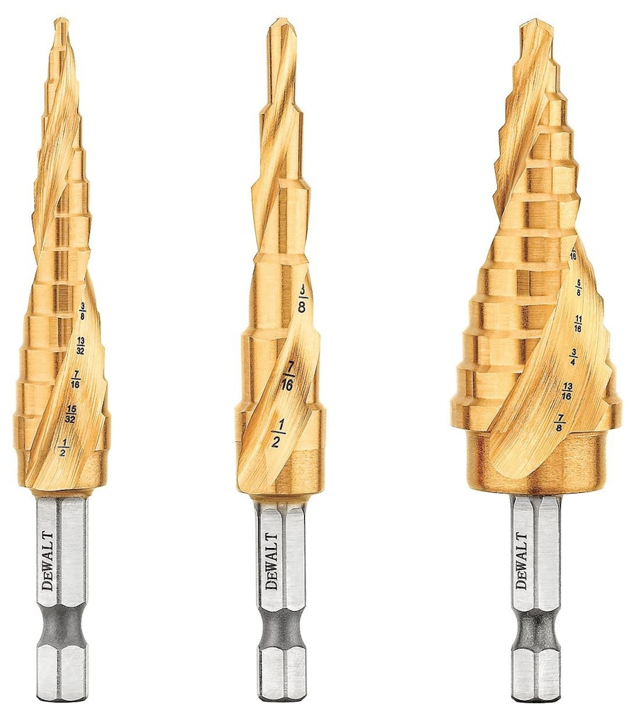 DeWalt 3-Piece Titanium Nitride Step Drill Bit Set: $57 DeWalt 3-Piece Titanium Nitride Step Drill Bit Set: $57