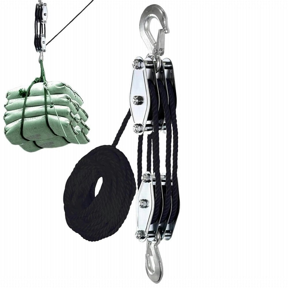 Goowood 1,100lb Block and Tackle Rope Hoist: $13.29 Goowood 1,100lb Block and Tackle Rope Hoist: $13.29