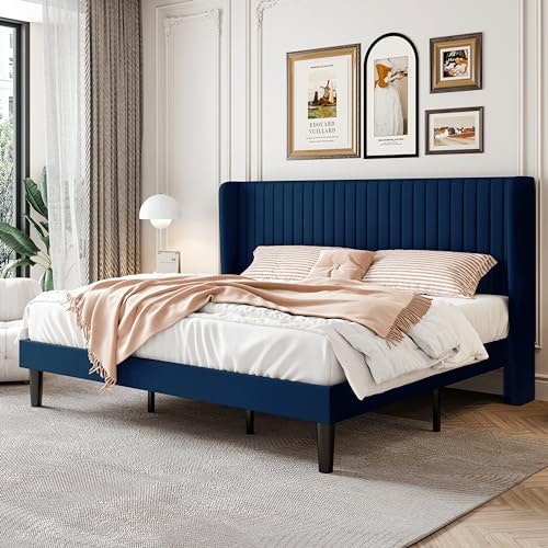 Sha Cerlin King Size Velvet Tufted Wingback Bed Frame: $247.10 Sha Cerlin King Size Velvet Tufted Wingback Bed Frame: $247.10