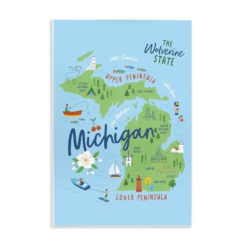 Michigan Illustrated Map 13 x 19-Inch Mounted Wall Plaque: $26.33 Michigan Illustrated Map 13 x 19-Inch Mounted Wall Plaque: $26.33