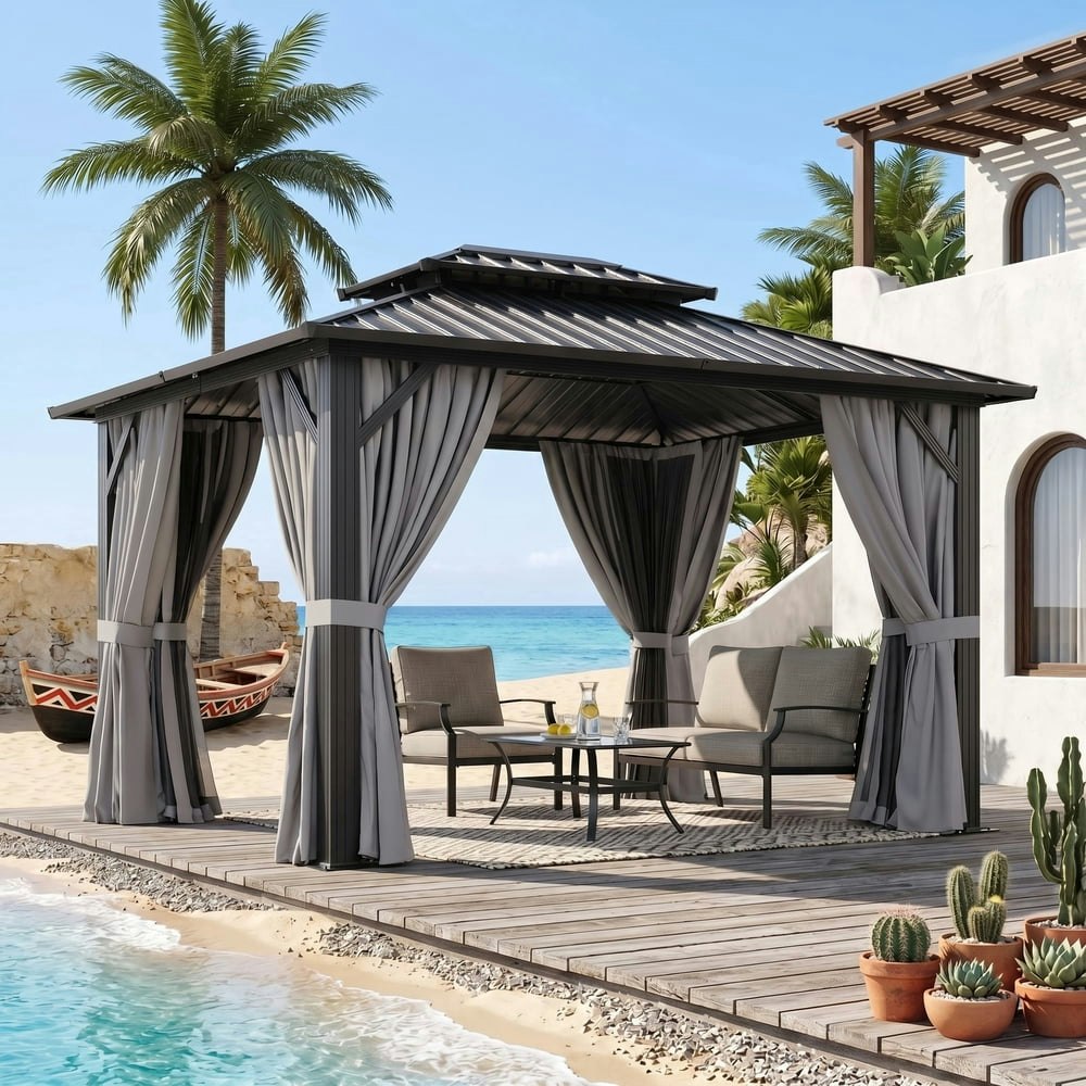 Sunmthink 10x12-Foot Hardtop Gazebo with Mosquito Netting: $409.99