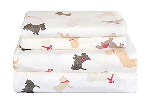 Pointehaven King Winter Dogs Flannel Sheet Set: $38.99