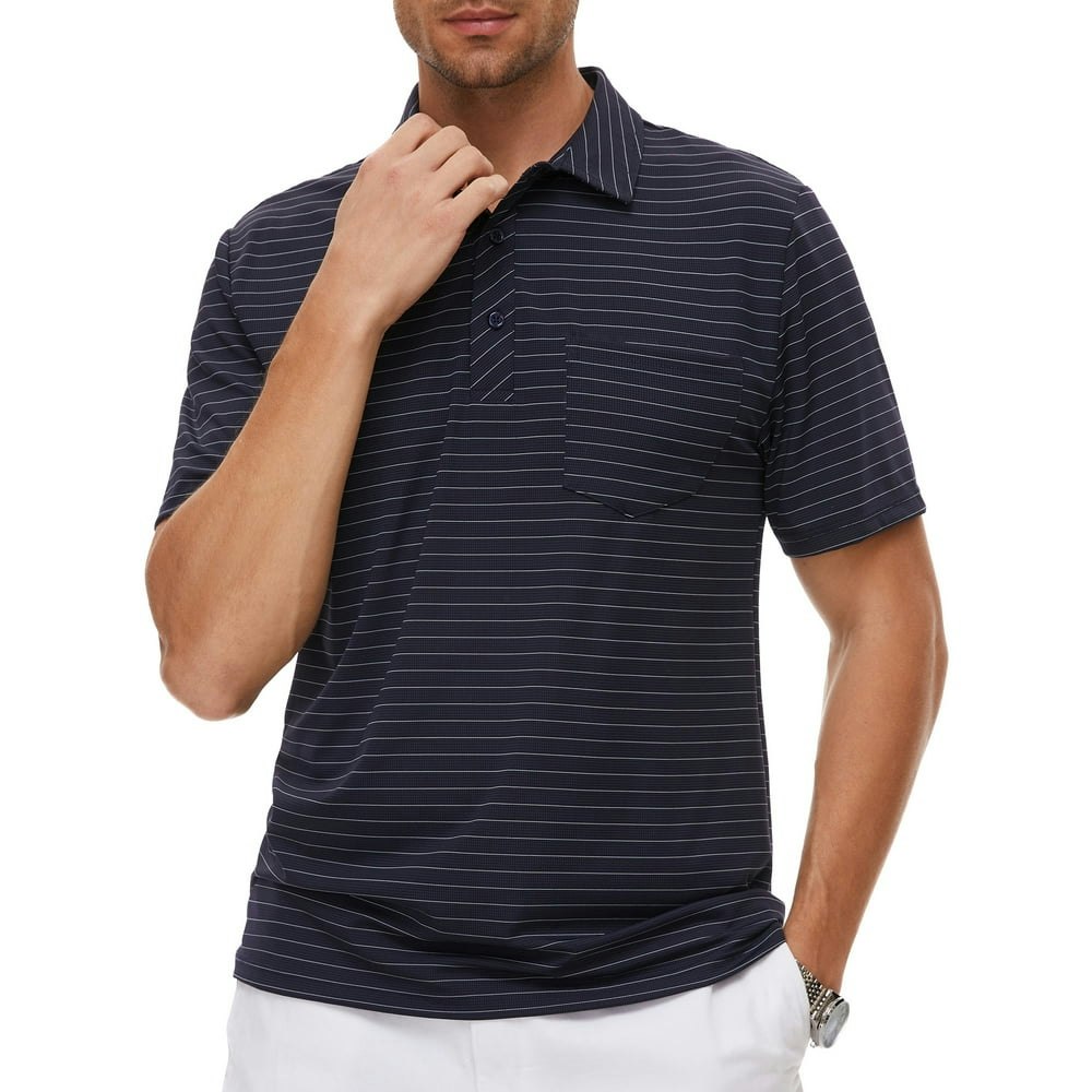 Weilanxin Men's Short Sleeve Striped Performance Polo Shirt: $9.99 Weilanxin Men's Short Sleeve Striped Performance Polo Shirt: $9.99