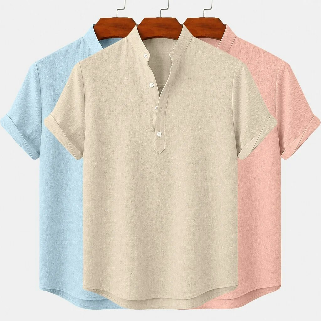 Men's Linen Popover Shirt 3-Pack: $19