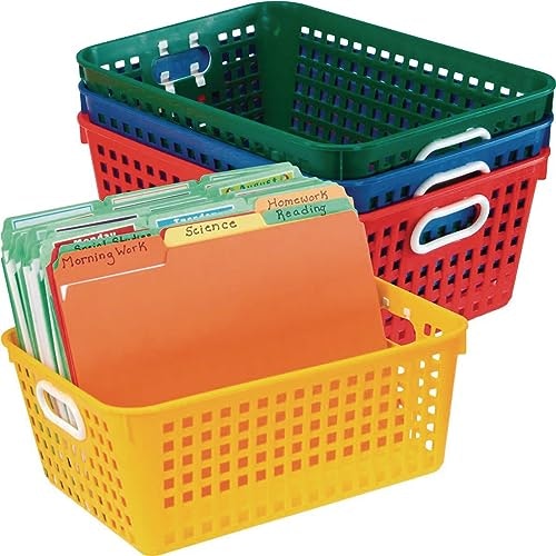 Really Good Stuff 13.25" x 10" x 5.5" Plastic Book Baskets 4-Pack: $31.99 Really Good Stuff 13.25" x 10" x 5.5" Plastic Book Baskets 4-Pack: $31.99