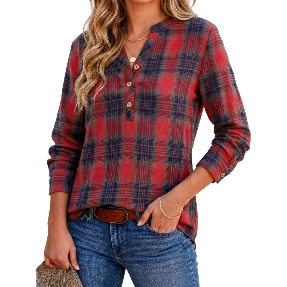 Fantaslook Women's Plaid Flannel Button-Down Shirt: $14.99