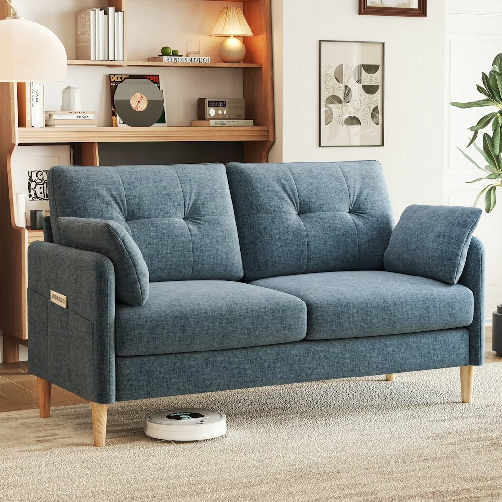 BedLuxury Chenille Loveseat w/ 2 Pillows: 47 for $150, 62" for $198