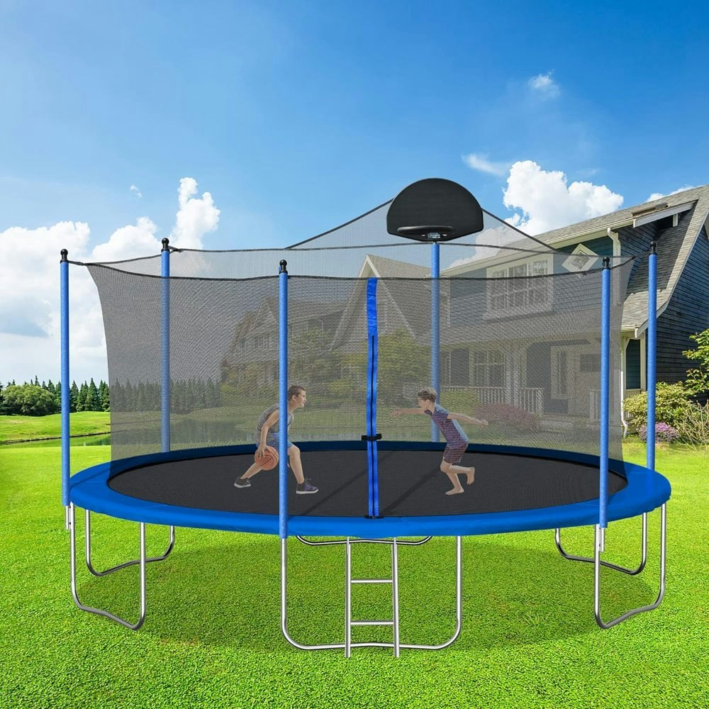 Highsound 14-Foot Trampoline with Basketball Hoop and Safety Enclosure: $155.34