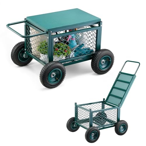 Vevor 400-Pound Rolling Garden Cart with Seat: $56.99