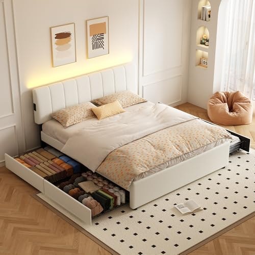 Favsh King Size Upholstered Platform Bed with 4 Storage Drawers: $279.99 Favsh King Size Upholstered Platform Bed with 4 Storage Drawers: $279.99