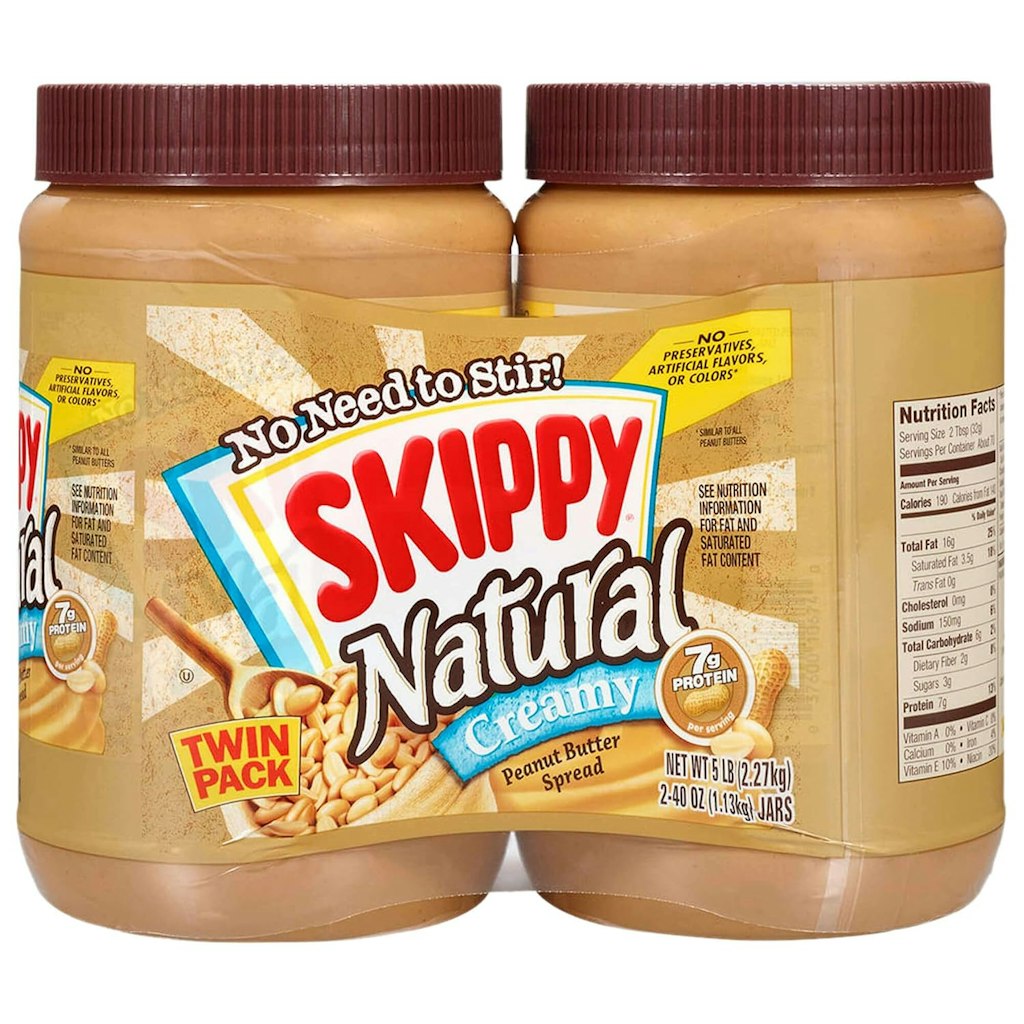 Skippy 40-oz. Natural Peanut Butter Creamy Twin Pack: $8.95 via Sub & Save Skippy 40-oz. Natural Peanut Butter Creamy Twin Pack: $8.95 via Sub & Save