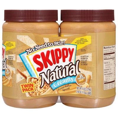 Skippy 40-oz. Natural Peanut Butter Creamy Twin Pack for $8.95 via Sub & Save + free shipping w/ Prime