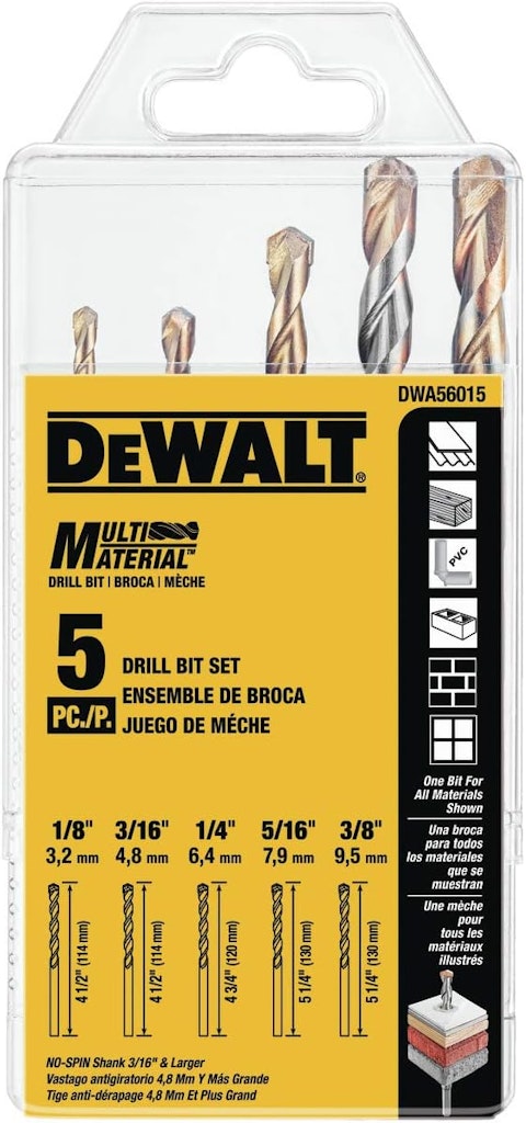 DeWalt Multi-Material 5-Piece Drill Bit Set: $17