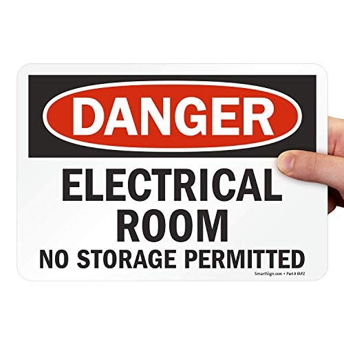 SmartSign Danger Electrical Room No Storage Permitted 7\" x 10\" Vinyl Label: $6.18 SmartSign Danger Electrical Room No Storage Permitted 7\" x 10\" Vinyl Label: $6.18