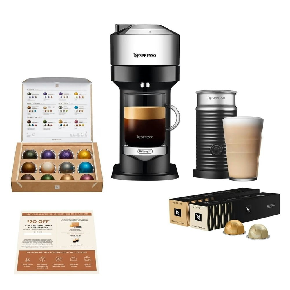 Nespresso Vertuo Next Deluxe with Aeroccino 3 and 32 Capsules: $179.99 Nespresso Vertuo Next Deluxe with Aeroccino 3 and 32 Capsules: $179.99