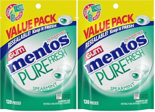 Mentos Pure Fresh Sugar-Free Spearmint Chewing Gum 120-Piece Bag 2-Pack: $14.35