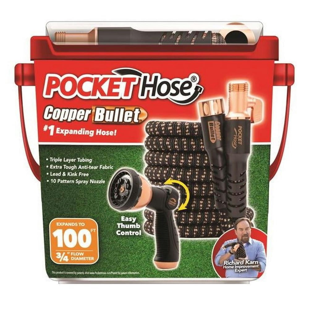 Pocket Hose Copper Bullet 100-Foot Expandable Garden Hose with Spray Nozzle: $62.98 Pocket Hose Copper Bullet 100-Foot Expandable Garden Hose with Spray Nozzle: $62.98