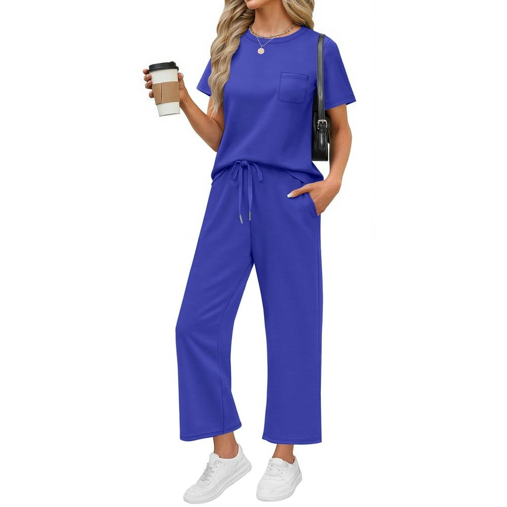 Fantaslook Women's 2-Piece Short Sleeve Wide Leg Lounge Set: $18.99