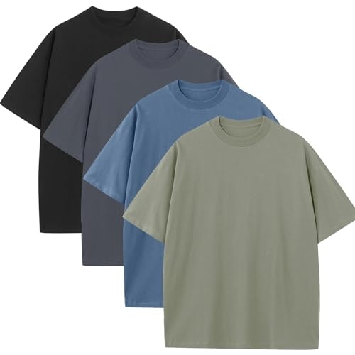 Men's Oversized Heavyweight Cotton Crew Neck T-Shirt 4-Pack: $33.14 Men's Oversized Heavyweight Cotton Crew Neck T-Shirt 4-Pack: $33.14