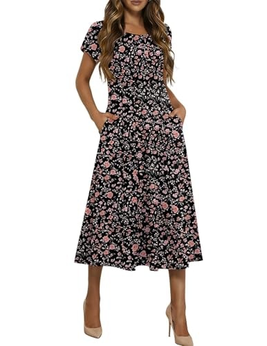 Hotouch Women's Floral Boho Midi Dress: $21.58 Hotouch Women's Floral Boho Midi Dress: $21.58