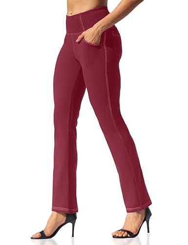 Vooveeya Women's High Waisted Straight Leg Yoga Pants with Pockets: $25.49